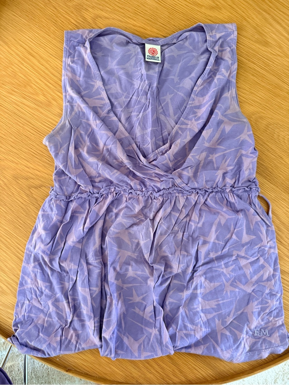Vintage Franklin & Marshall Lavender Star-Print Sleeveless Waist Tunic Top